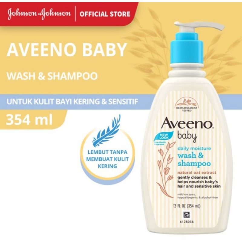 Aveeno Baby Daily Moisture Wash &amp; Shampoo 354 ml - Sabun &amp; Shampo Bayi