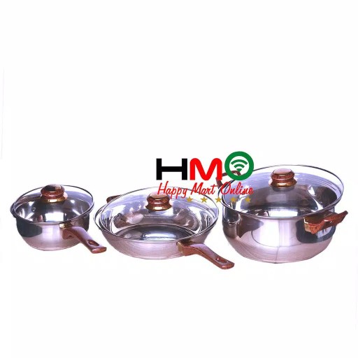 Q2 7206 Panci Set Stainless Steel 6 Pcs Set Q2-7206