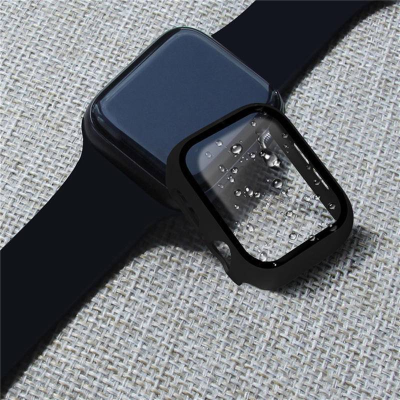 Glass+cover For Apple Watch 7 case 45mm 41mm 42mm 40mm 38mm iWatch Accessories PC bumper+Screen Protector apple watch series 7 6 SE 5 4 3 2