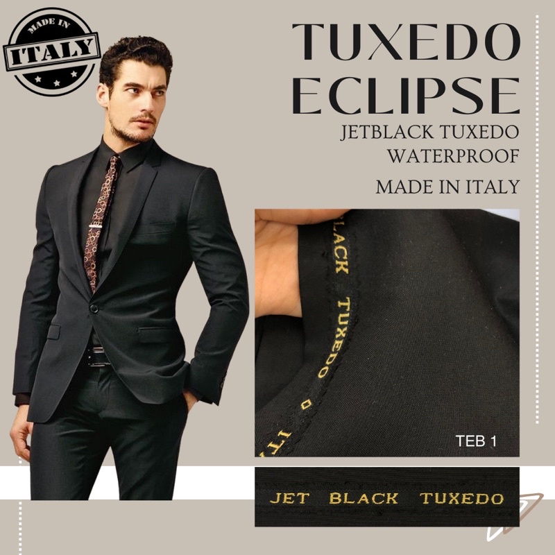 [TEB] BAHAN KAIN JAS TUXEDO ECLIPSE WATERPROOF / BAHAN KAIN JAS HITAM HALUS / SEMIWOOL JAS FORMAL/ B