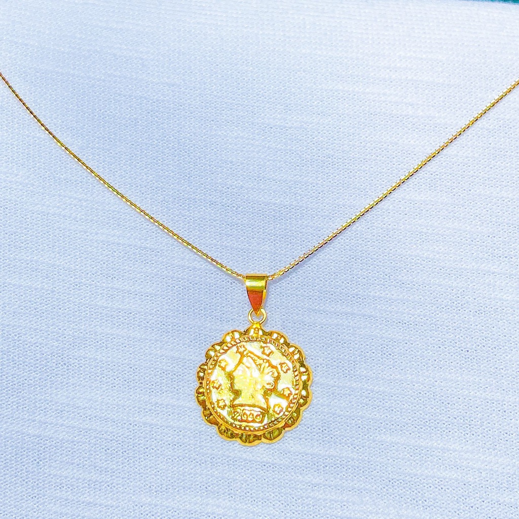 Liontin koin anak dan dewasa emas asli kadar 700 70 16k coin victorian vintage ringan 1 gram tampak besar mainan kalung mas kuning gold pendant