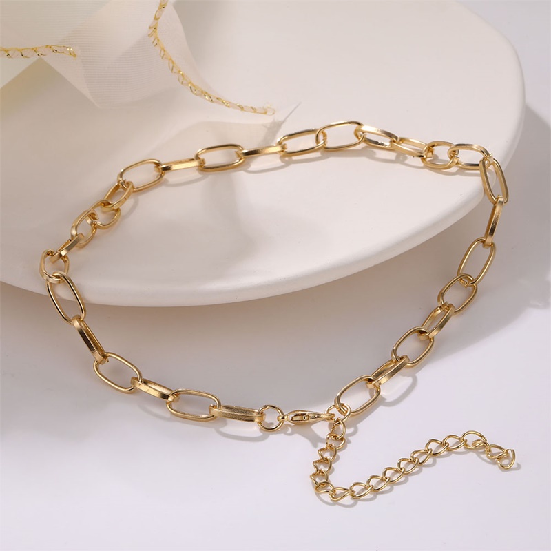 Kalung Rantai Tebal Warna Emas Gaya Punk Hip Hop Untuk Wanita