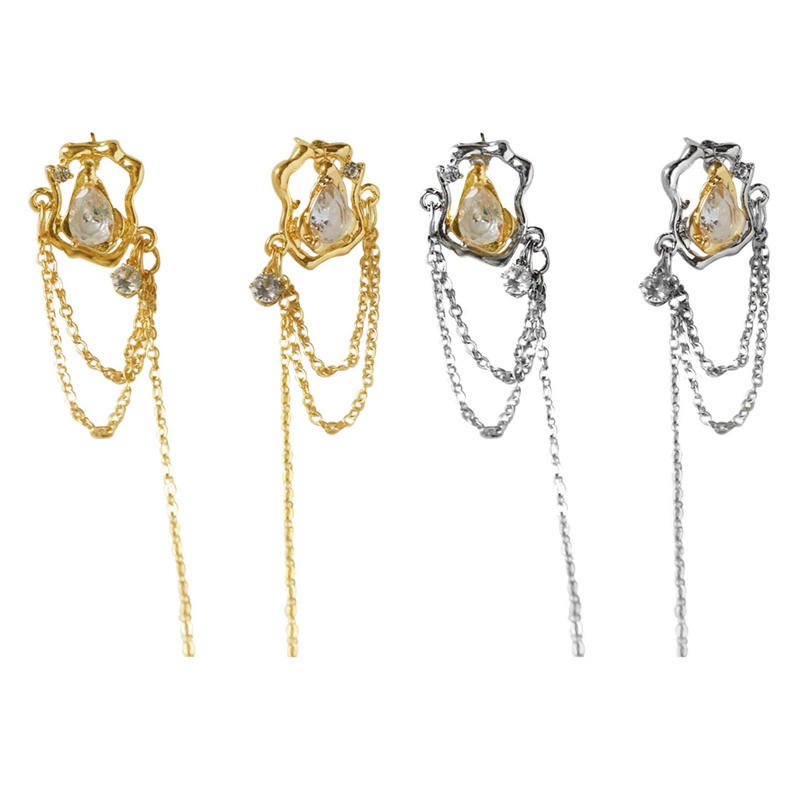 Fancyqube Anting Rantai Rumbai Geometris Zircon Untuk Pesta Ulang Tahun Wanita