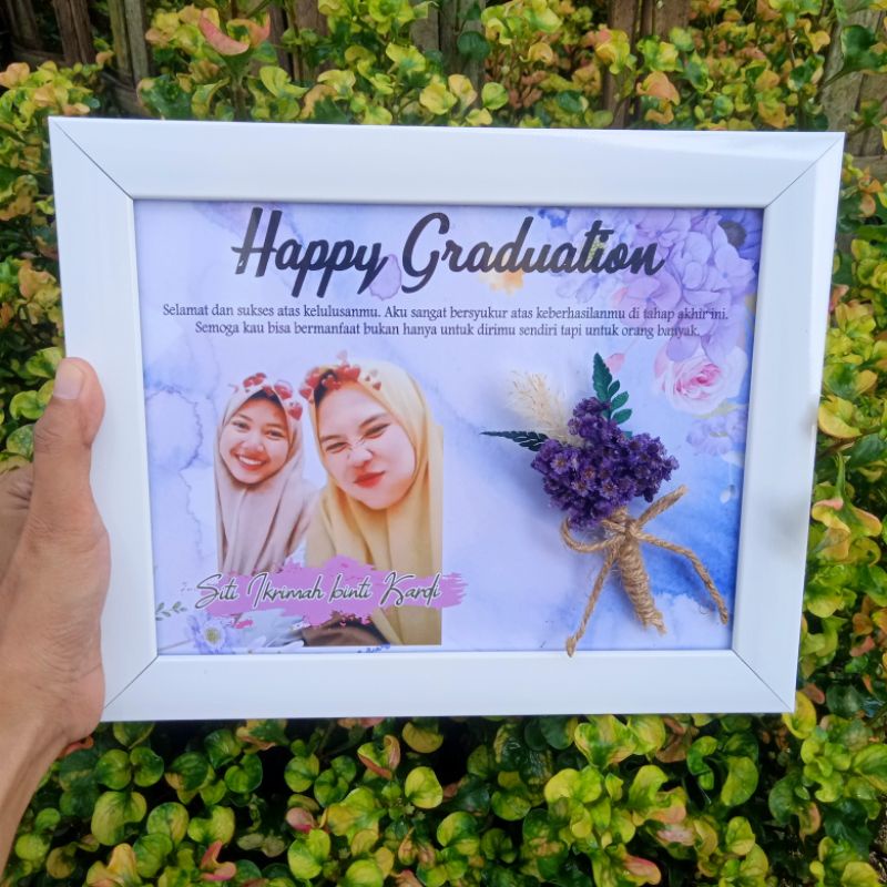 KADO ULTAH | KADO PERNIKAHAN | KADO WISUDA BUNGA KERING FRAME KACA