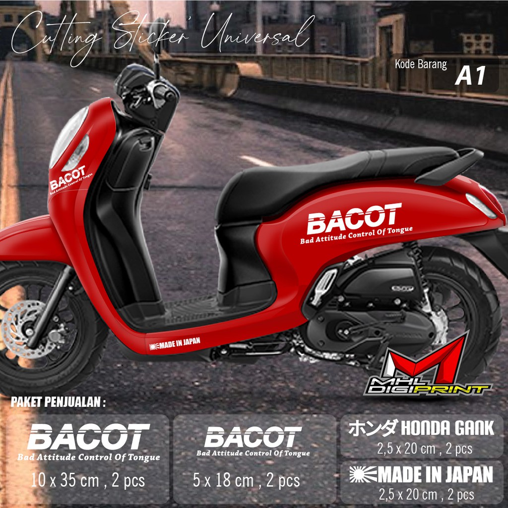 CUTTING STIKER BACOT - STRIPING BACOT - SEMUA TIPE SCOOPY dan GENIO - A1 COD/BAYAR DITEMPAT