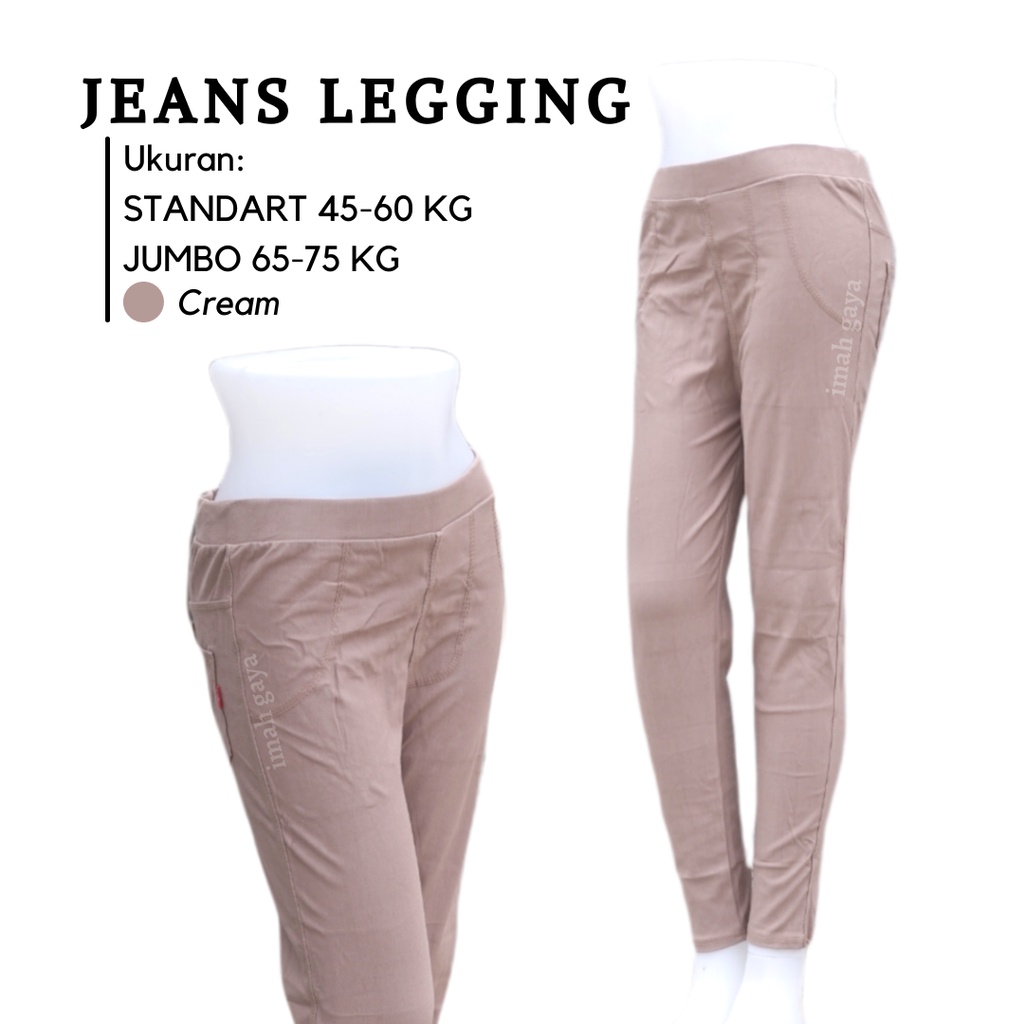 Celana Jegging Jeans Wanita Dewasa Standar &amp; Jumbo Polos Soft Jeans Jegging Polos