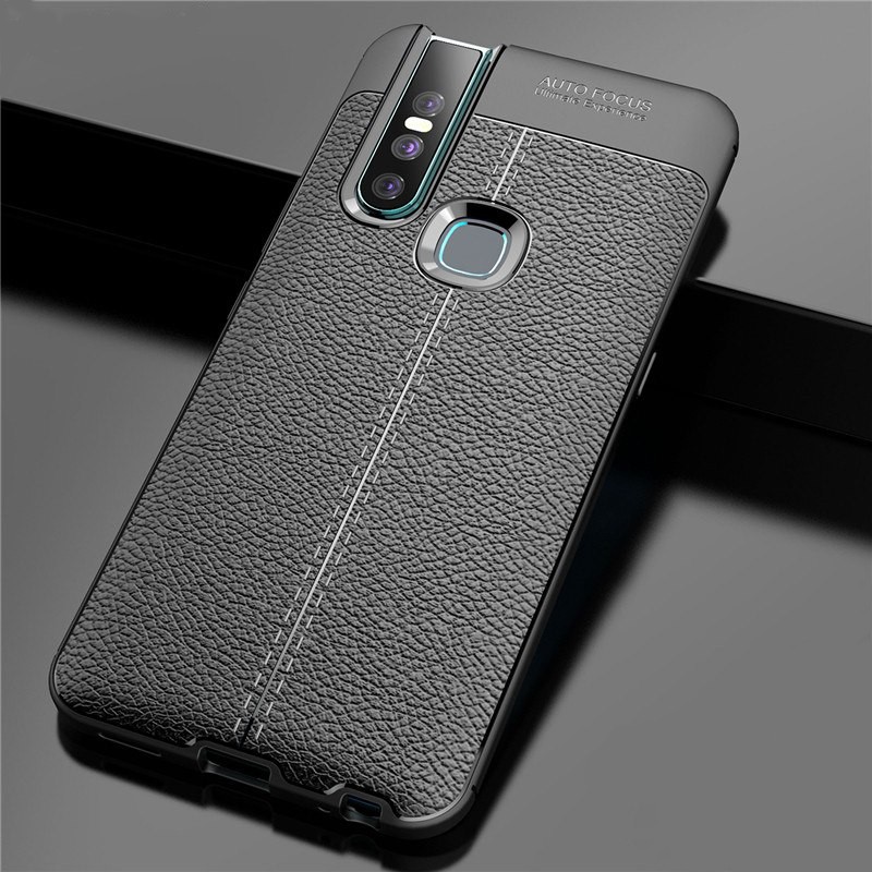 SOFT LEATHER CASE VIVO V15 BACK CASE COVER CASING