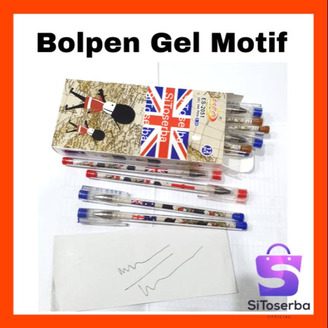 BOLPEN GEL MOTIF - PULPEN GEL  - BOLPEN HITAM MURAH LUCU FANCY -BOLPEN SARASA KOKORO JOYKO STANDART