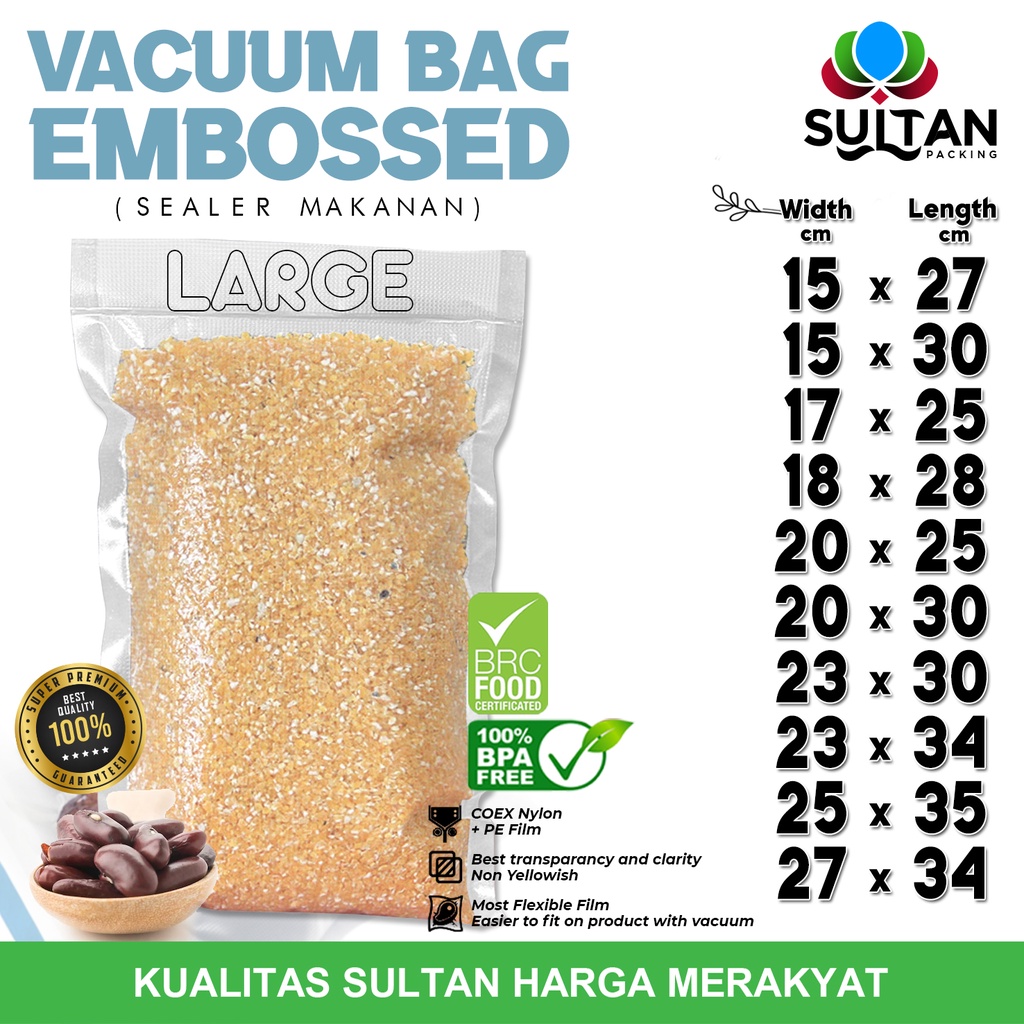 Plastik Vacuum Bag EMBOSS Vacum Sealer Makanan Delkochoice LARGE / SATUAN