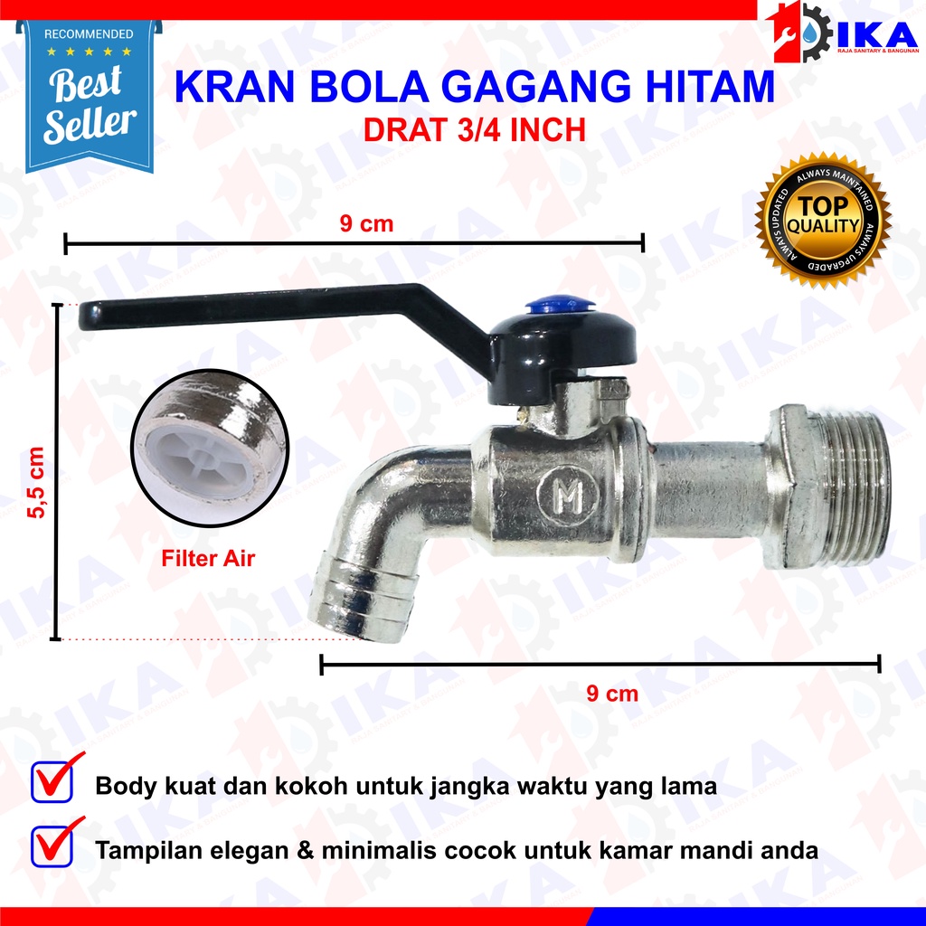 Kran tembok Minimalis HITAM murah 1/2&quot; 3/4&quot; -Keran Air  kamar Mandi bak air mesin cuci Black  keran stainless wastafel cuci wudhu Kran Air Tembok  - 1/2 Inch Keran Tembok Taman Cuci Tangan Kran Kamar Mandi Putar Bahan Chrome