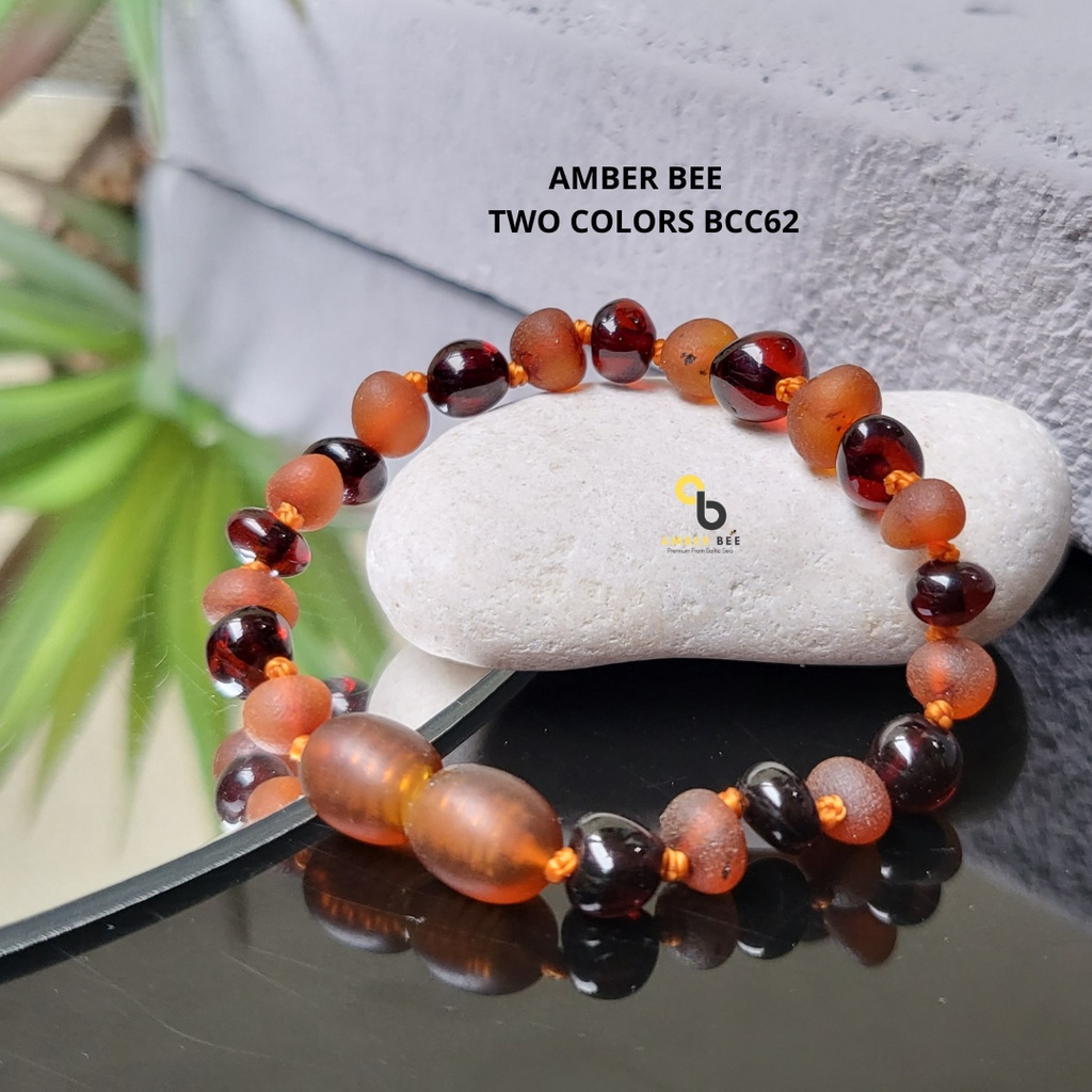 Gelang Amber Baltic Lithuania Bayi &amp; Anak Premium Mix Cherry Cognac By Amber Bee BMCC62