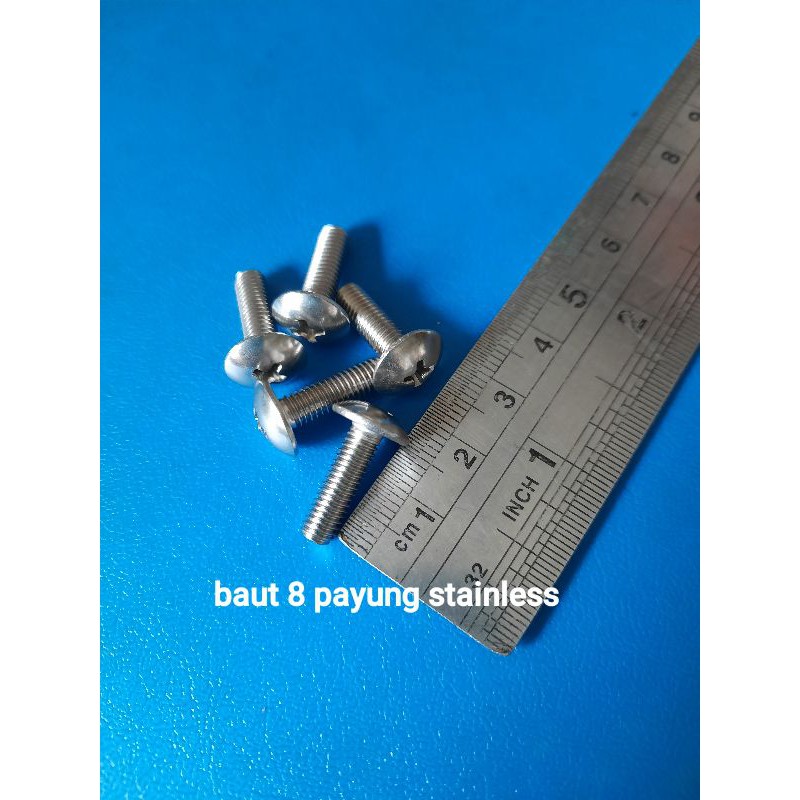 baut 8 payung 1.5cm stainless isi 6biji