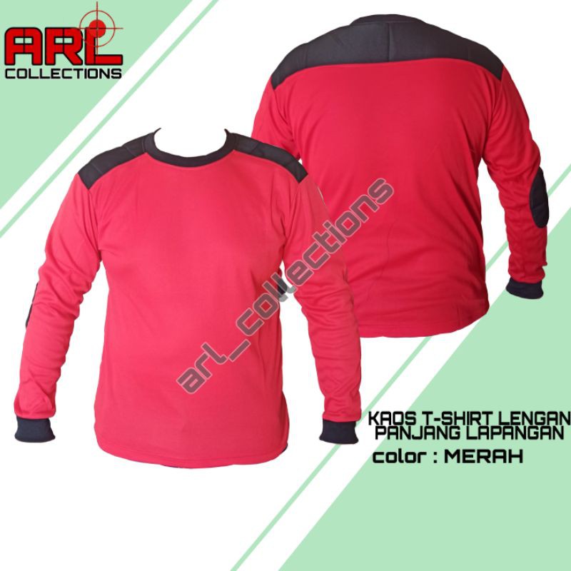 BAJU KAOS T-SHIRT LENGAN PANJANG MERAH/KAOS PANJANG LAPANGAN POLOS/KAOS DECKER MERAH