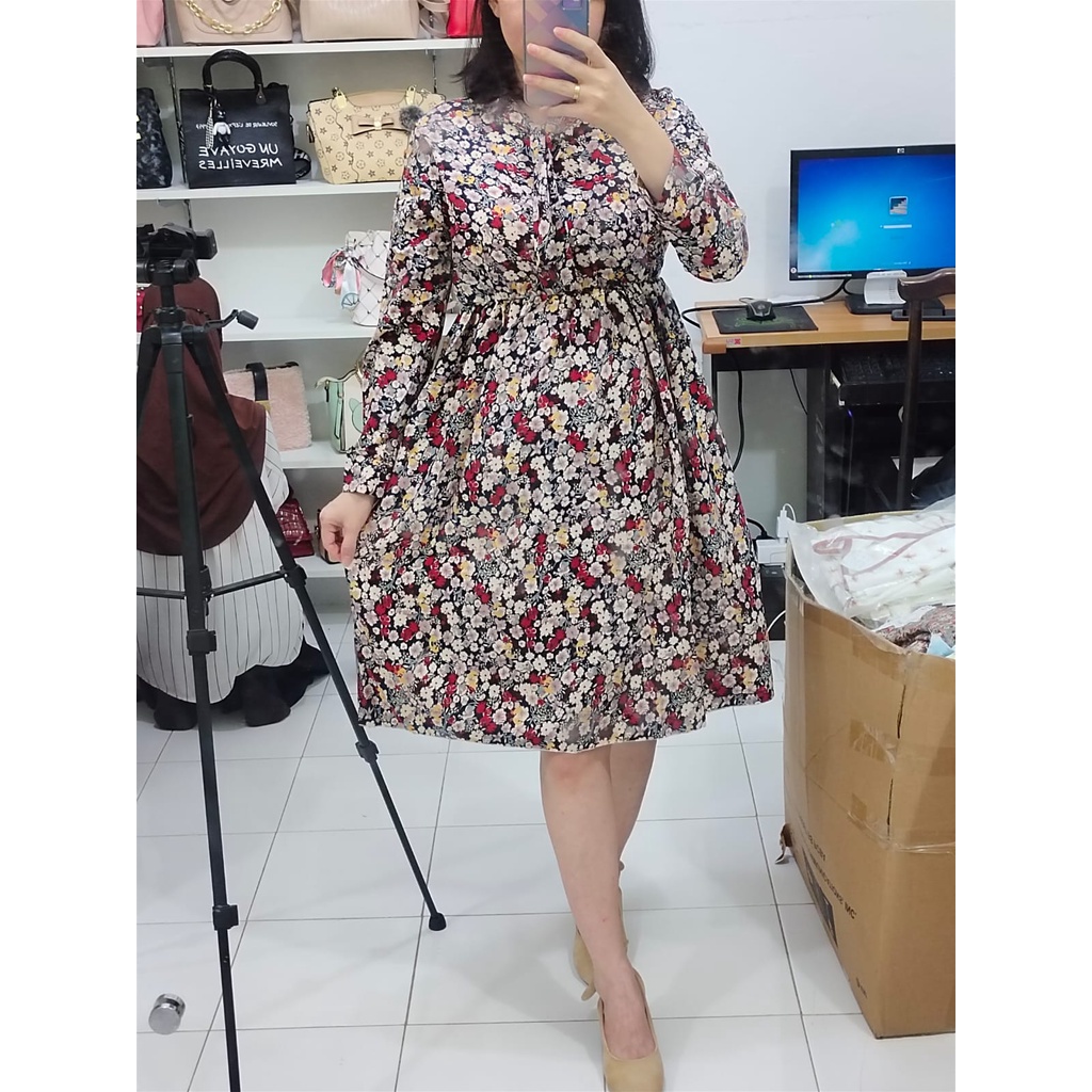 LADYSHOP [COD] D176 GAUN RETRO BUNGA KECIL