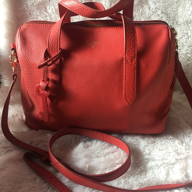 (SOLD) Tas Fossil Sidney Satchel Red Original (Preloved)
