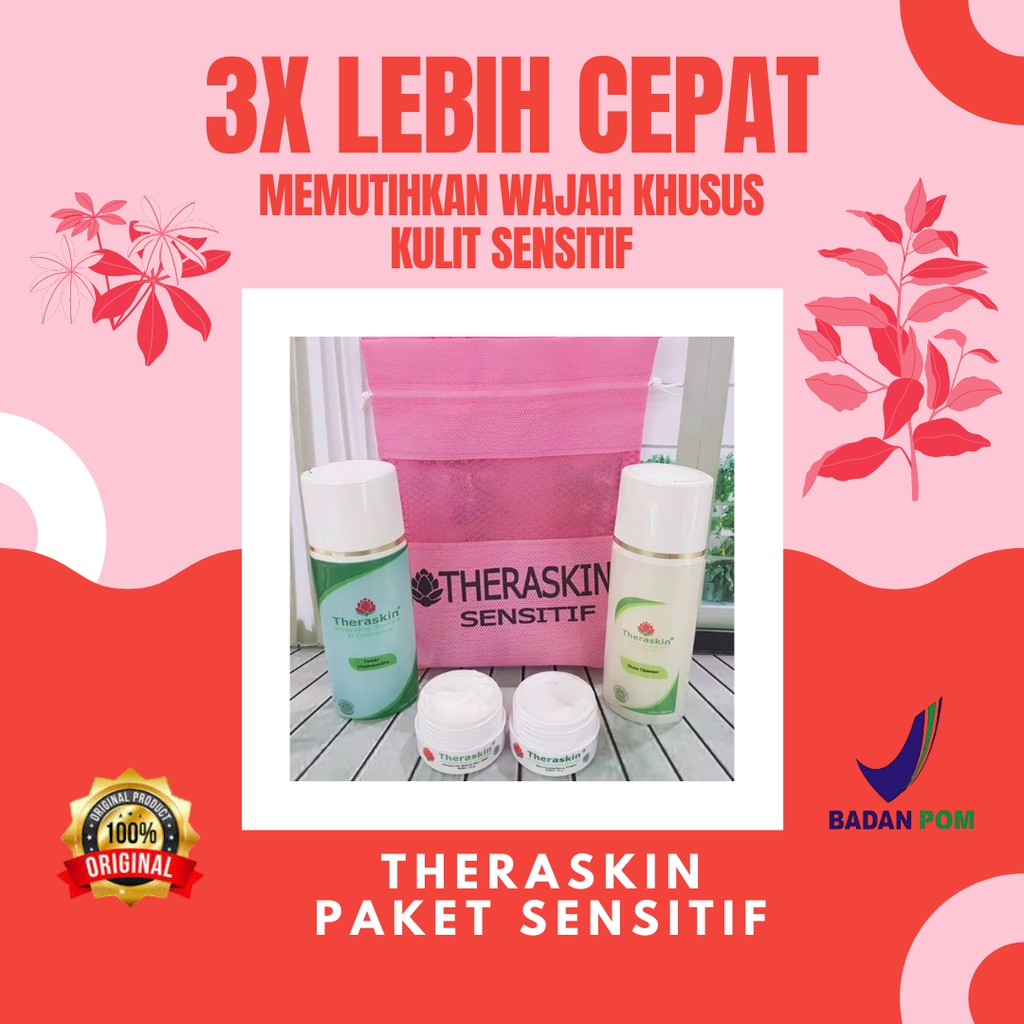 Skincare Cream Pemutih Wajah Theraskin 100% Original BPOM [ Paket Sensitif ]