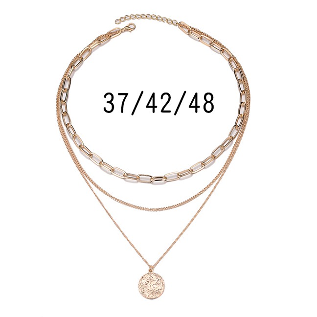 LRC Kalung Fashion Gold Color Alloy Multilayer Round P82893