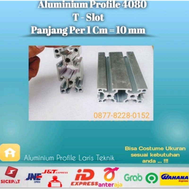 Aluminium Profile 4080 T slot Harga per Cm paling murah