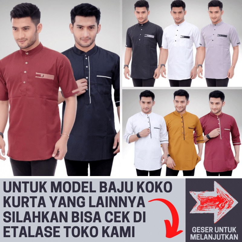 Baju Koko Kurta Dewasa Lengan Pendek Material Catton Adem Serap Keringat