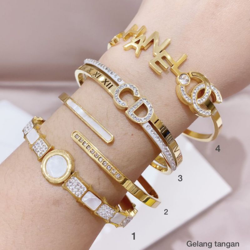 Gelang titanium Asli Gold stainless steel asli Bracelet 875 anti karat