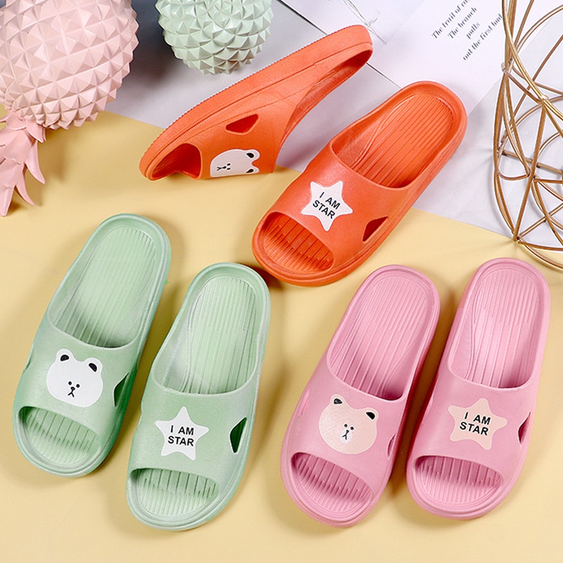 ❀ Chingu ❀ SA007 Sandal Slop import EVA Empuk Rubber Lembut Motif Bear Panda Sendal Santai Wanita Kamar Mandi Dapur