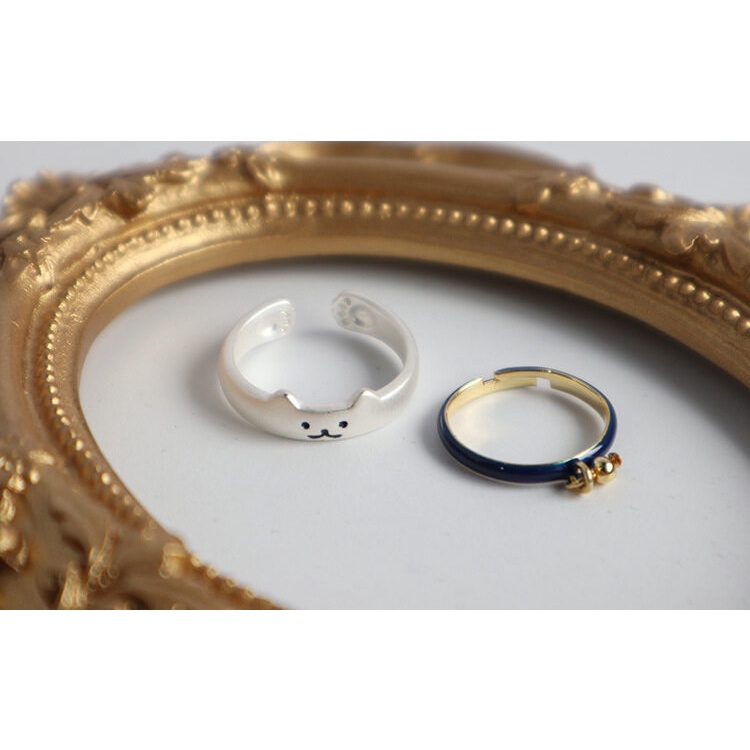 2pcs / set Cincin Enamel Desain Cakar Kucing Lucu Untuk Pasangan