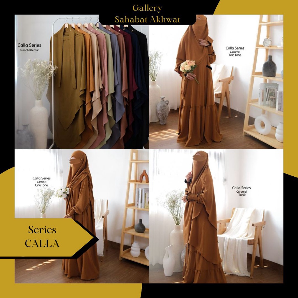 CALLA SERIES GAMIS TUNIK KHIMAR FK by ALFI HURAIYAH klambieakhwat BISA COD | bahan princess crinkle premium ironless tidak perlu setrika nyaman tidak gerah tunik set rok abaya khimar syari french khimar basic busui wudhu frienly manset kerut LD free size