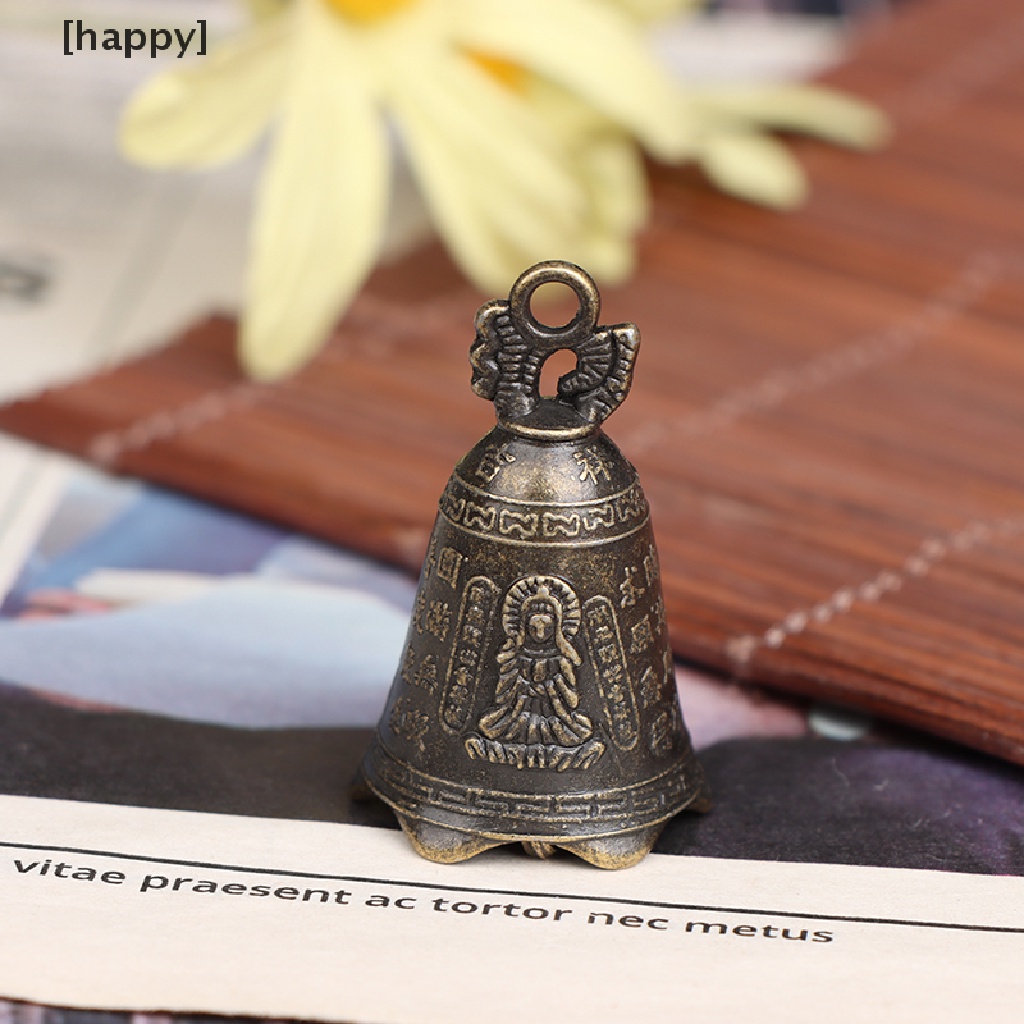 HA Antique Bell Chinese Mini Sculpture Pray Guanyin Buddha Bell Shui Feng Bell ID