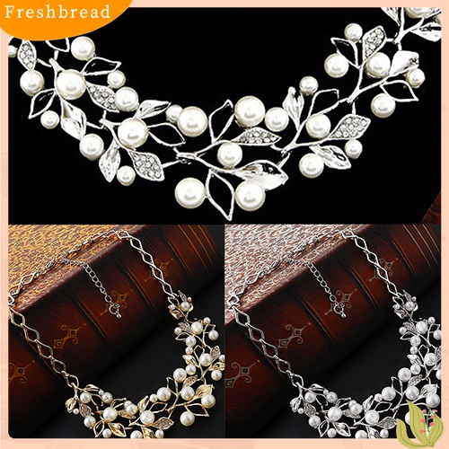 [TERLARIS]Women's Luxury Choker Faux Pearl Leaf Hollow Short Chain Necklace Jewelry