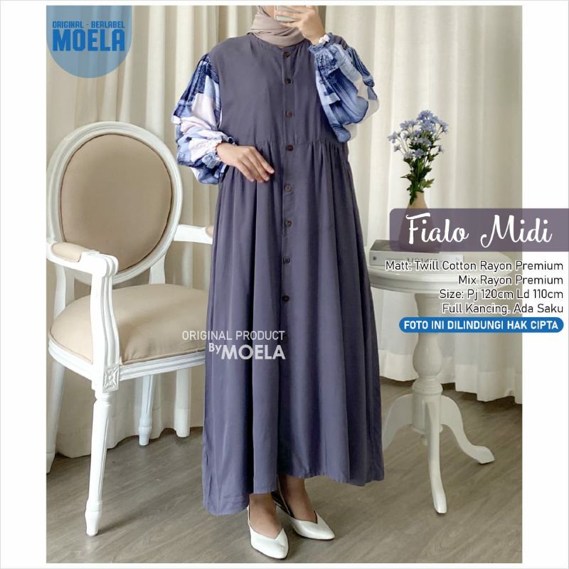 FIALO MIDI DRESS / GAMIS MIDI / DRESS MIDI TWILL KATUN RAYON