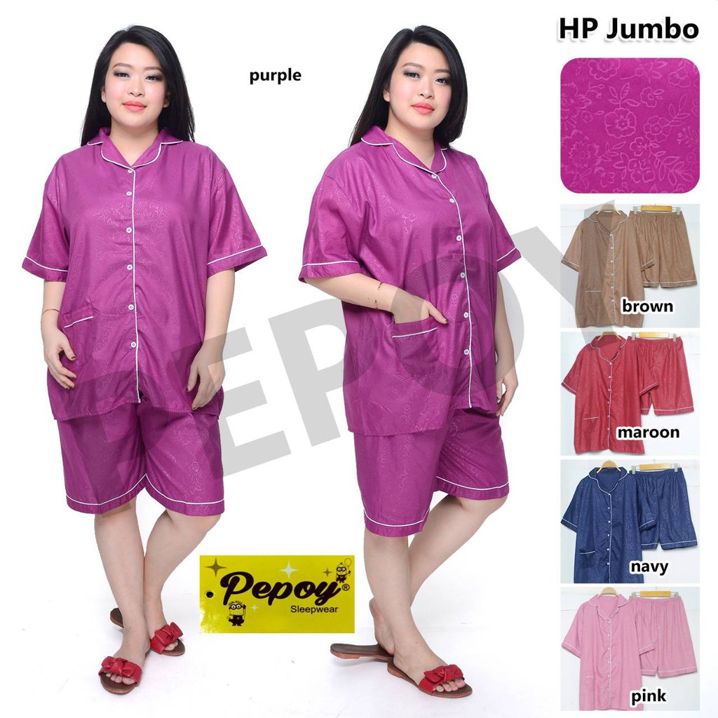 Piyama Embos Hot Pants / HP Celana 3/4 Jumbo Big Size Ld 120 Cm.