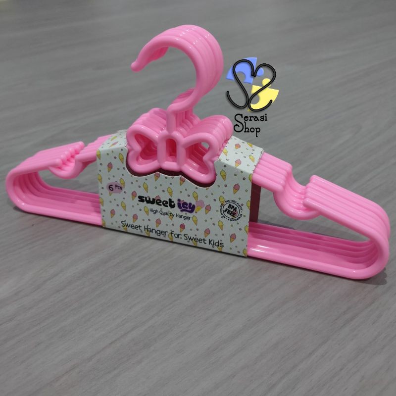 Hanger / Gantungan Baju Anak / Bayi Model Pita Sweet Icy-Pink