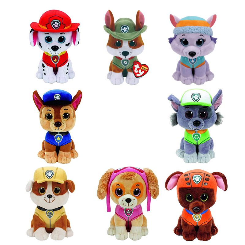 15cm Mainan Paw Patrol Dog Plush Toy Figure Stuffed Animals Doll Marshall Rubble Chase Rocky Boneka