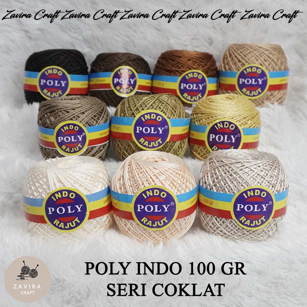 BENANG RAJUT POLY INDO SERI COKLAT, POLY KILAP 100GR