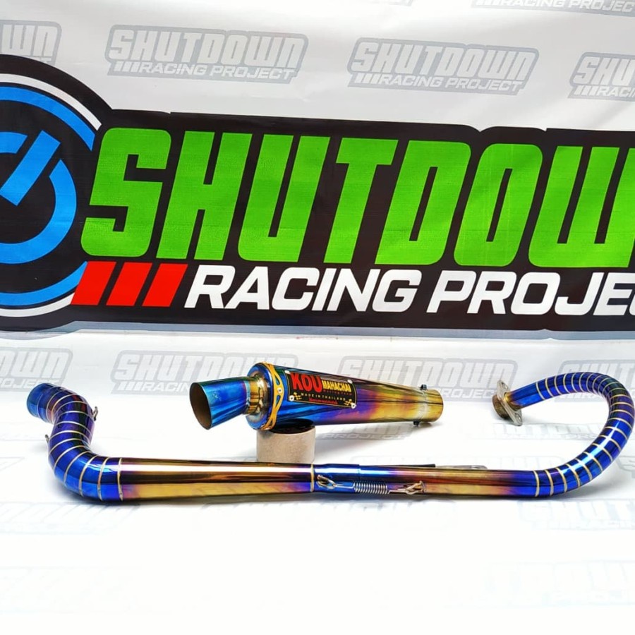 Jual Knalpot Motor Racing Twotone VIXION NEW- VIXION OLD Cobra Letter C Merk KOU MAHACHAI