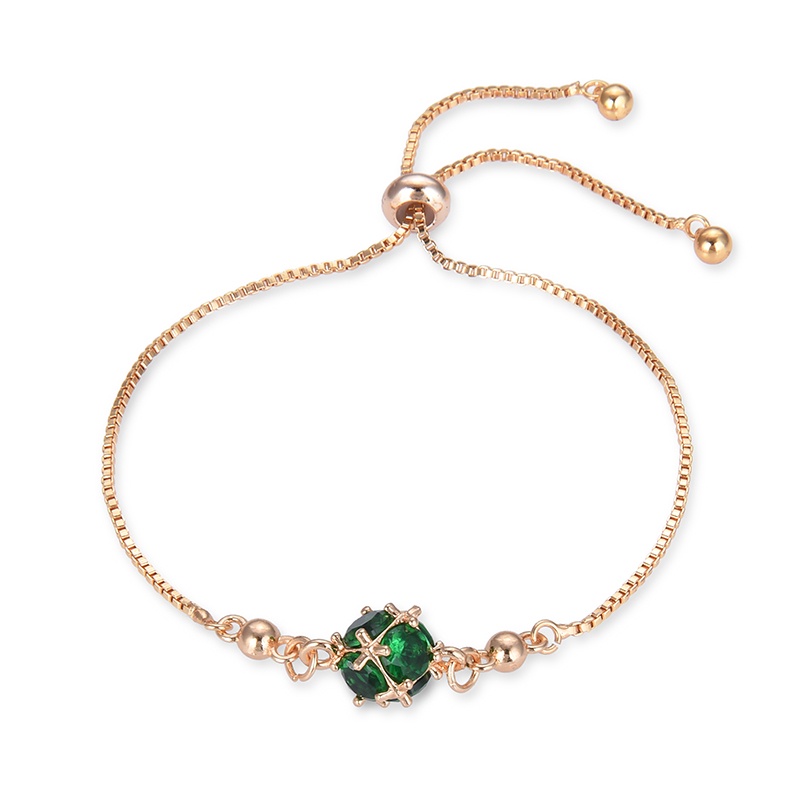 COD Gelang titanium lapis emas bola kristal berlian xuping Perhiasan perak 07b-82b-Hijau