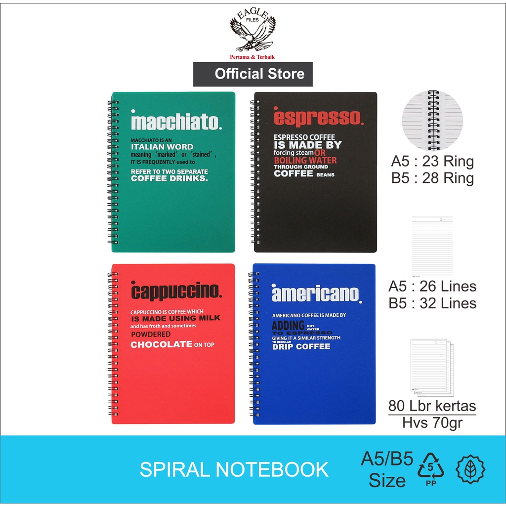 

Notebook Spiral A5/B5 TOMEX Buku Tulis Buku Catatan Diary Motif COFFEE Isi 80 Lembar