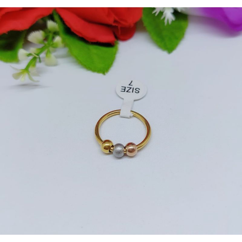 Cincin Titanium 3 Bola-Bola Kombinasi
