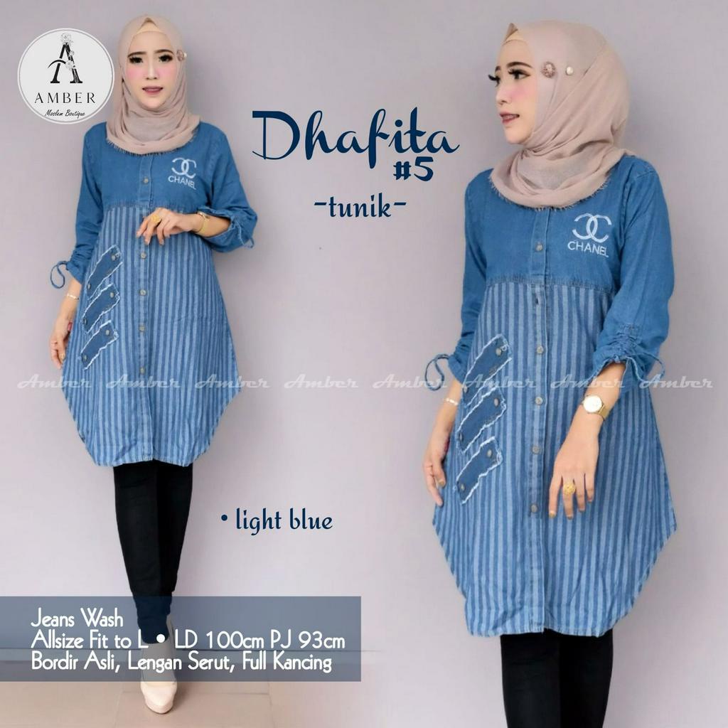 TUNIK JEANS / 18.7 / MARCY SHIRA DHAFITA ELDIA ALANI BORA LIKA SEPTA VERNA / ATASAN / ALLSIZE FIT M-XL/ AMBER