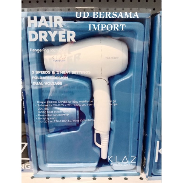 KLAZ Hair Dryer Travel/Hair Dryer Minimalis/Hair Dryer Portabel
