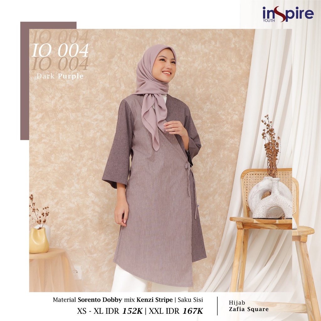 Inspire Outer IO 004 Bahan Sorento Dobby Mix Kenzi Stripe Cardigan Anak Kuliah Simple