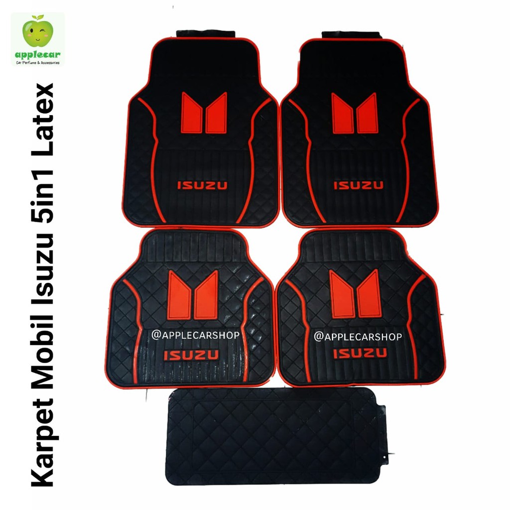 Karpet Mobil Isuzu Merah-Hitam 5in1