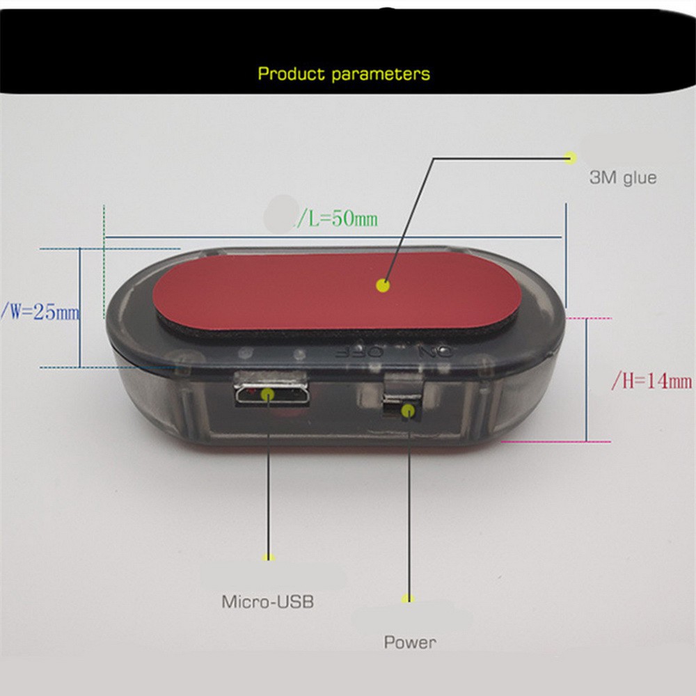 Mobil Solar Power Led Palsu Dummy Alarm Peringatan Keamanan Anti-Theft Flashing Light