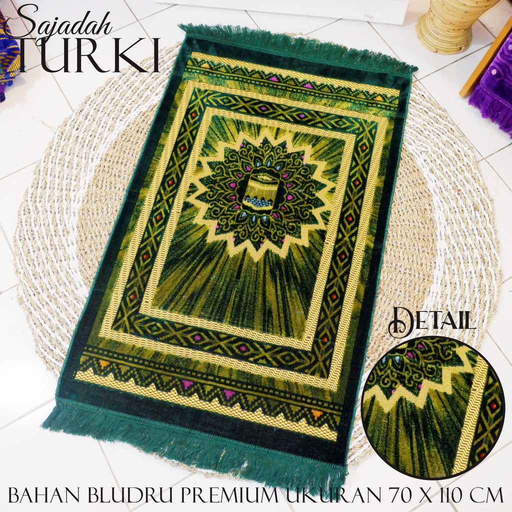 Sajadah Turkey Bludru Premium &amp; sajadah souvenir ukuran 110x70 cm