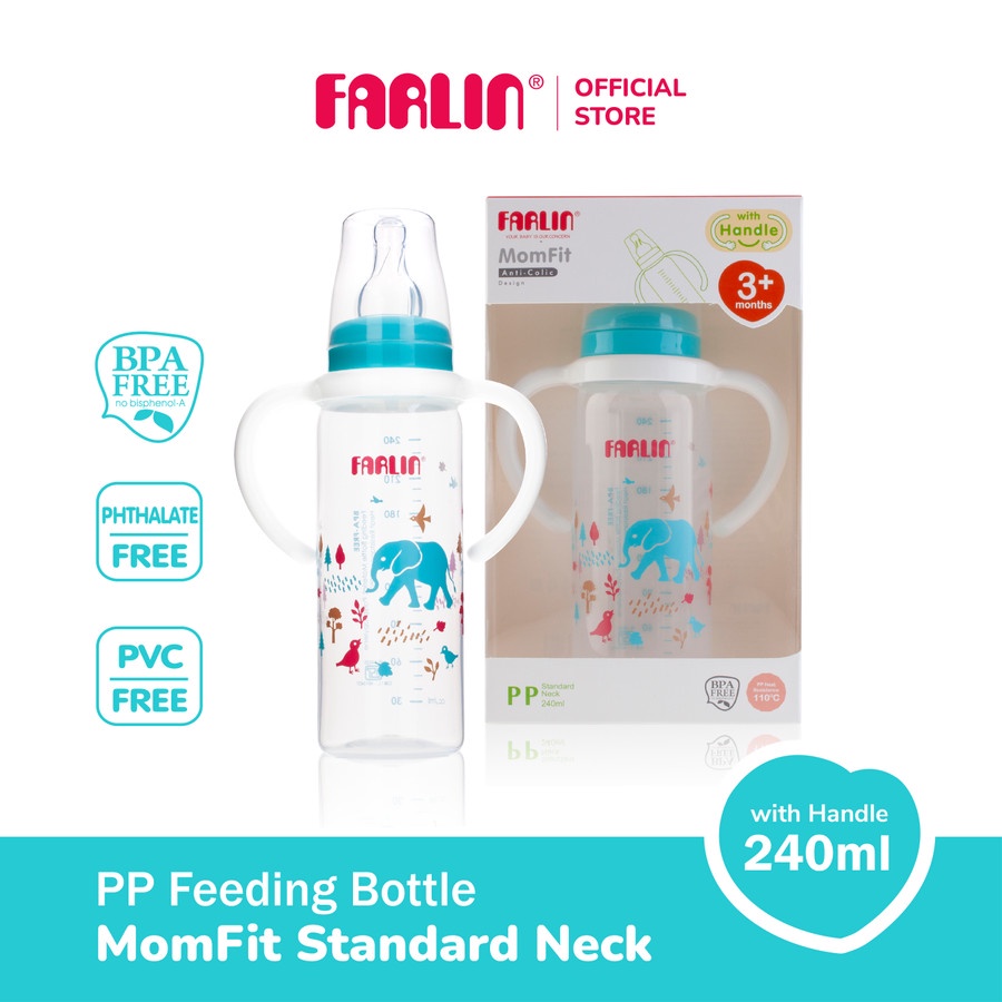 Farlin MomFit PP Standard Neck Feeding Bottle with Handle 240ml