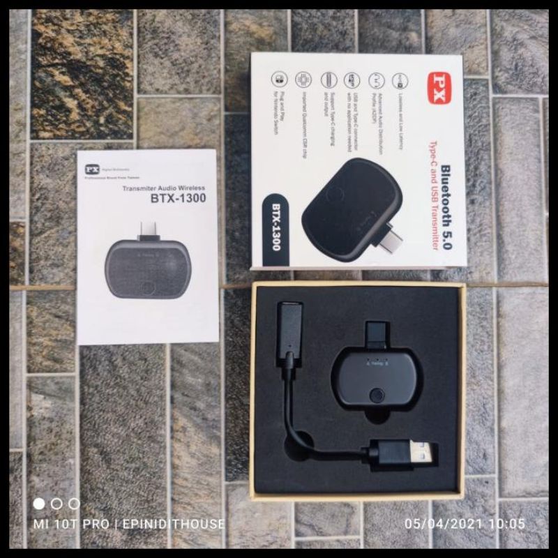 Bluetooth transmitter audio usb type c HD stereo PX BTX-1300