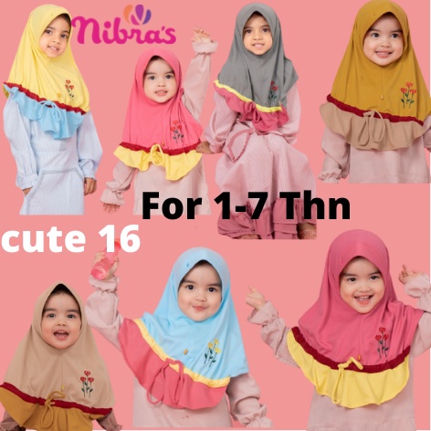 Nibras Cute 16 Jilbab Anak Perempuan Bayi TK Kecil Lucu Terbaru Instant Instan Premium Umur 1 2 3 4 