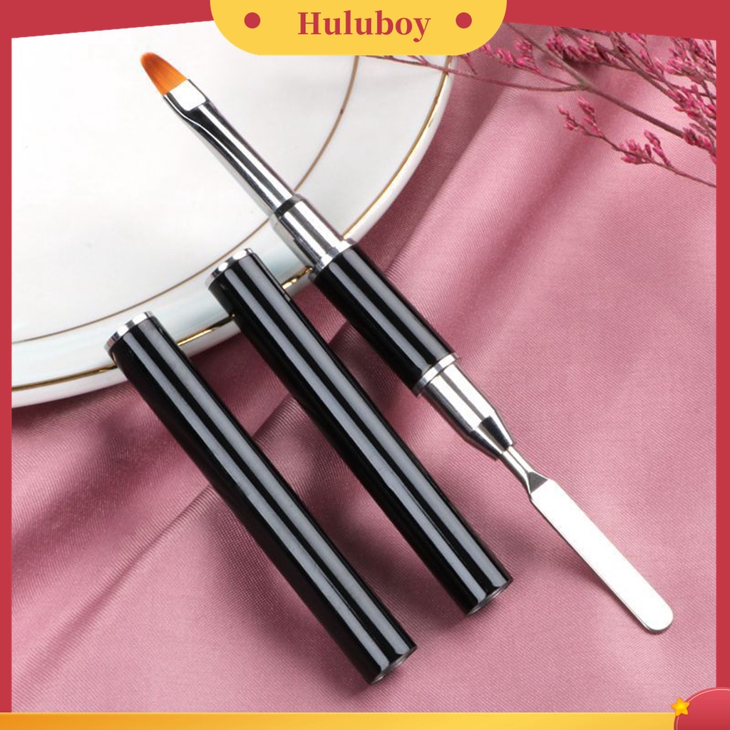 Huluboy Huluboy♡ 2 in 1 Pen Brush Nail Art Universal Bahan Stainless Steel Mudah Digunakan