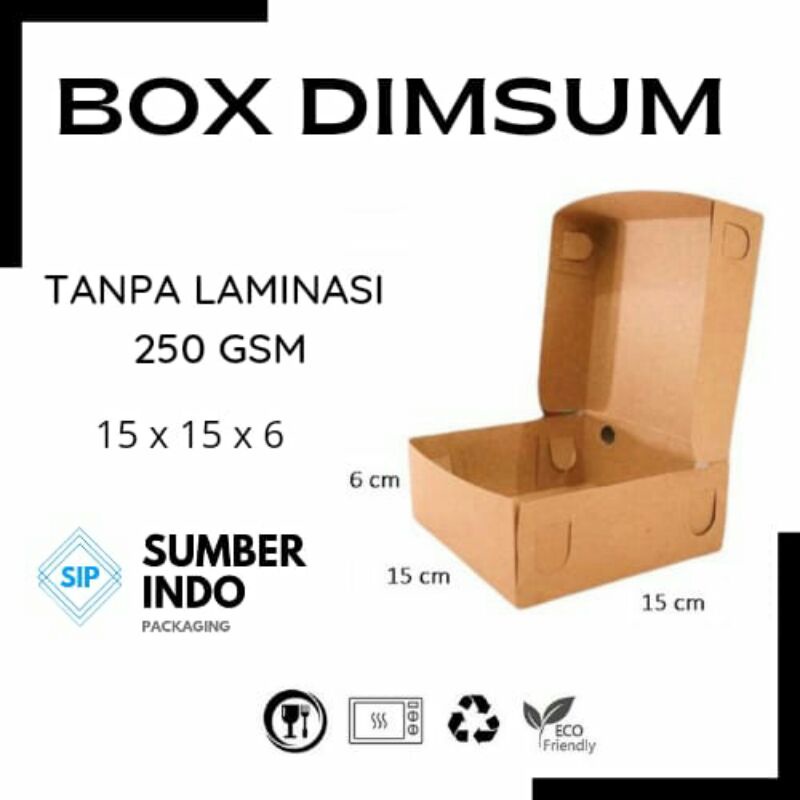 BOX DIMSUM KRAFT TANPA LAMINASI 15x15x6