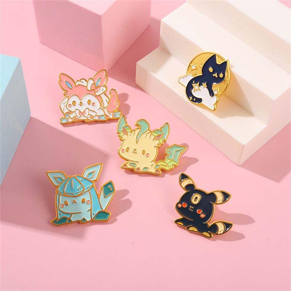 AUGUSTINA Eevee Bros Anime Kostum Props Pakaian Kartun Cat Logam Cosplay Badge